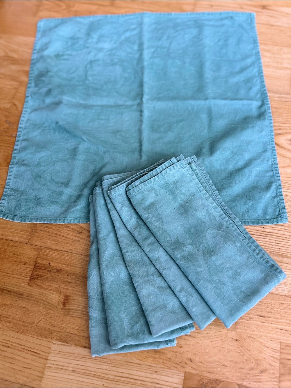 Light Jade Green Cotton Jacquard Napkin Set - 6 Pack